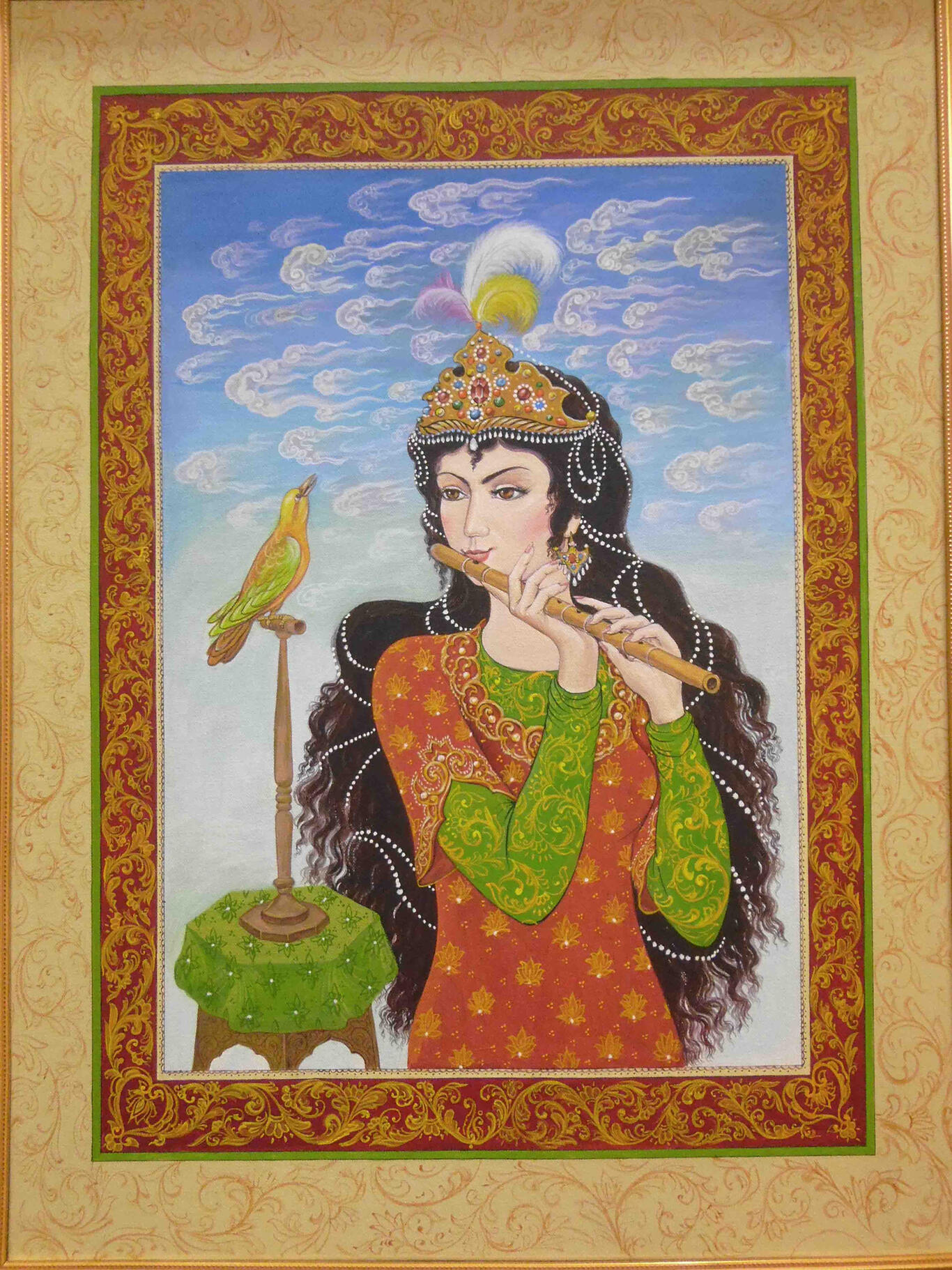 Flutist, canvas, tempera, 80х60cm, 2015 by Olim Kamolzoda