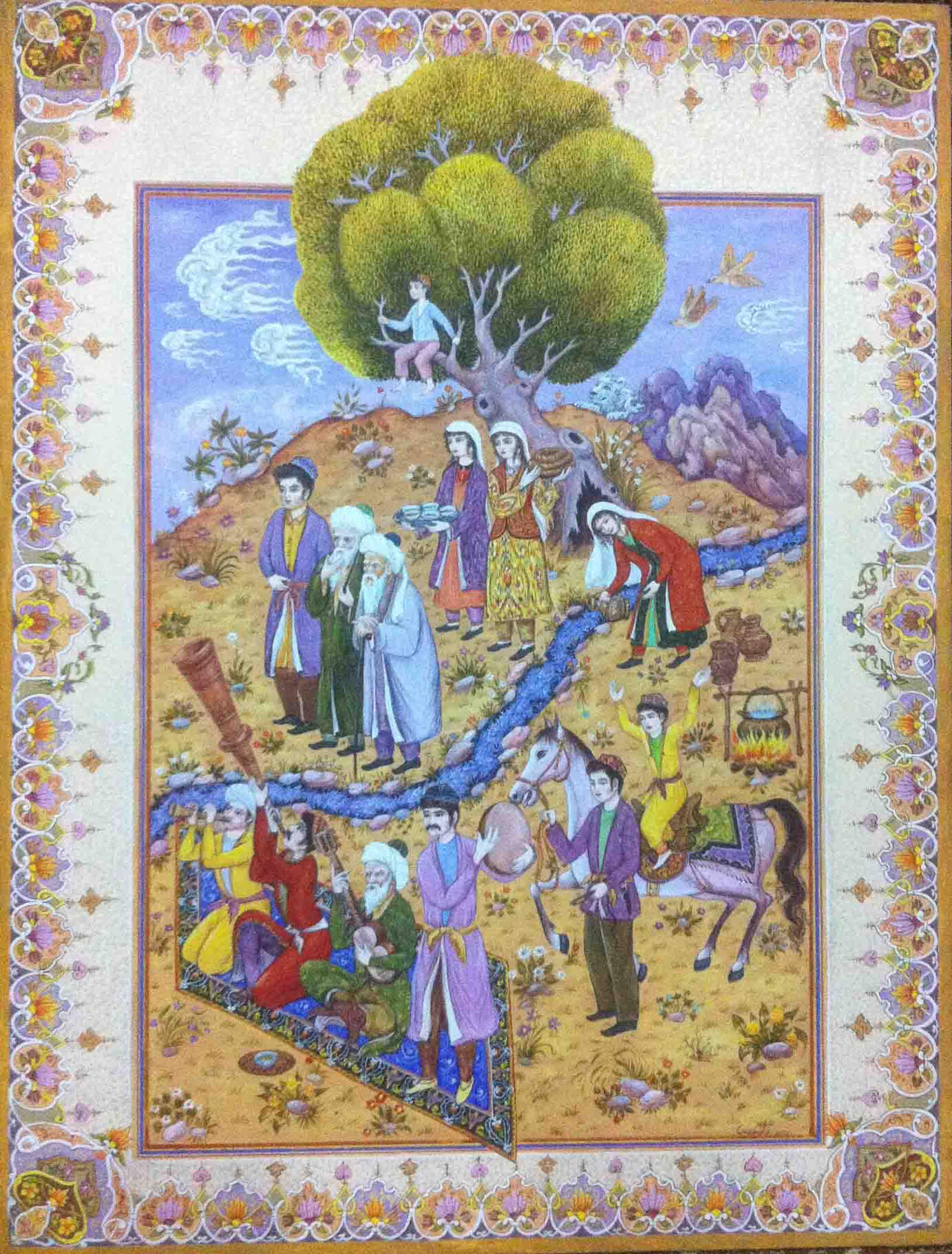 Ramadan Celebration, tempera, watercolour, 30х40cm by Olim Kamolzoda