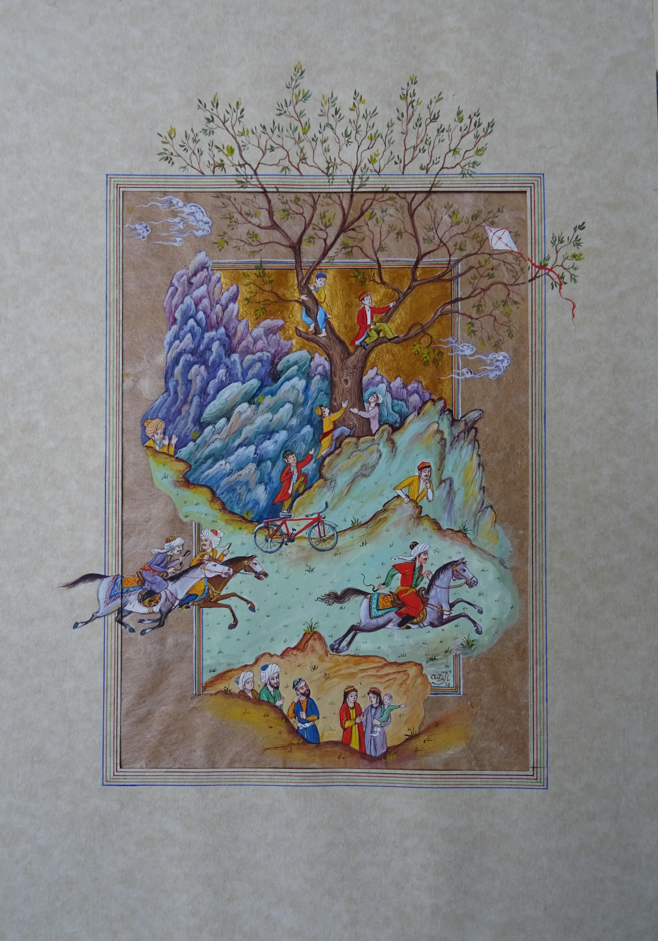 Olim Kamolzoda is the Honoured Artist of the Republic of Tajikistan. Photo of Olim Kamolzoda sitting at the desk in his workshop. He is the Honoured Artist of the Republic of Tajikistan, a Member of the Union of Artists of the Republic of Tajikistan, and a Specialist of the Miniature Art. Studying the specifics of the work